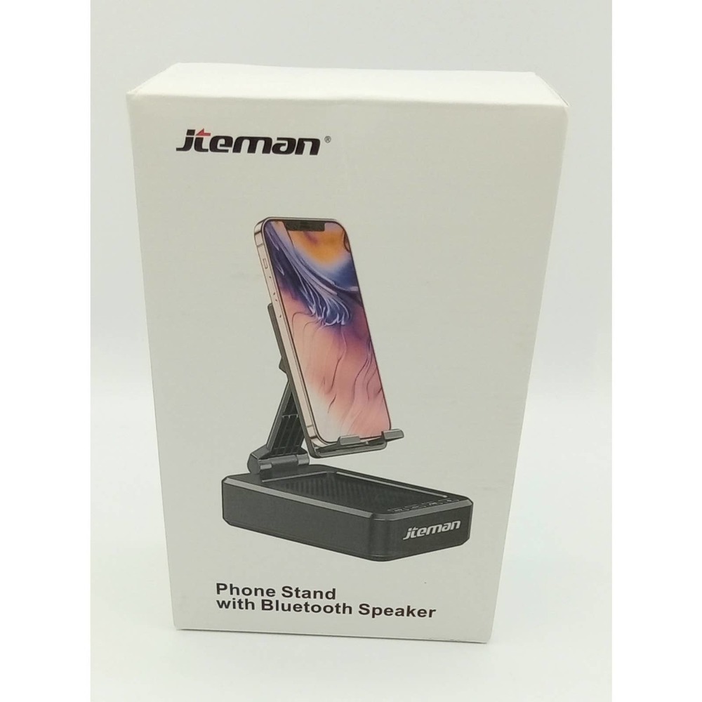 JTEMAN Phone Stand with Bluetooth Speaker Black